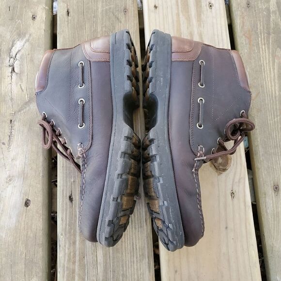 Vintage 90s‎ Y2k Bass Renegade Brown Leather Chunky Lug Boat Sailing Boots 10.5 main image 6